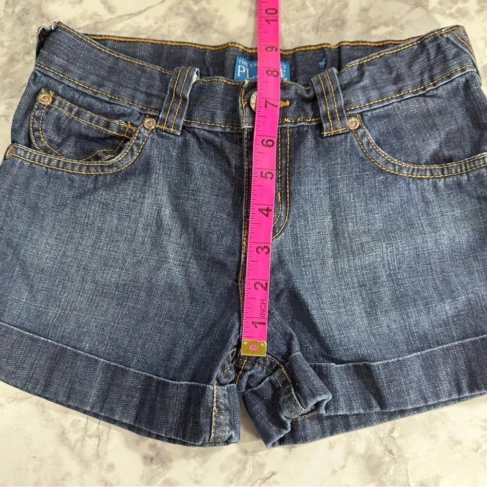Girls Blue Denim cuffed adjustable waist button detail Jean Shorts size 8